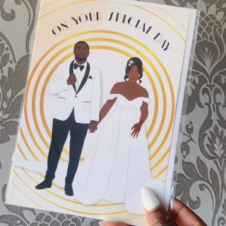 💍✨ Wedding season is still in full swing! ✨💍

Celebrate love with a card that reflects the beautiful newlyweds in your life. 🤎

Our Black Newlyweds wedding card is the perfect way to congratulate the happy couple while celebrating representation and love. Whether you’re attending a wedding this summer or sending your well wishes from afar, make your message even more meaningful.

Shop now and make every celebration count. 💒💐
#Beautifulroots #embracingculturethroughart 
#WeddingSeason #BlackLove #RepresentationMatters