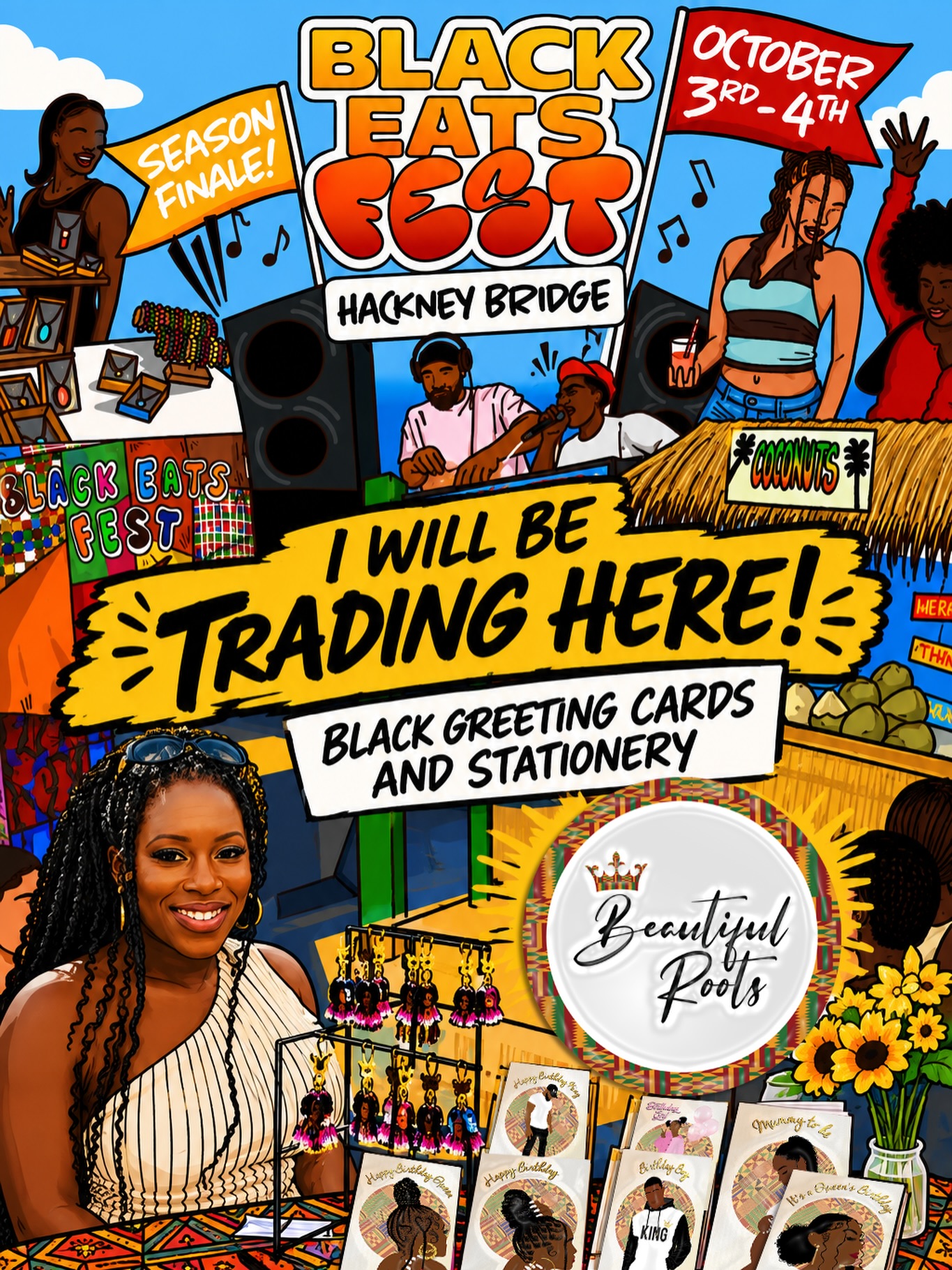 This weekend I’m back @blackeatsldn for their season finale! 🎉 — No1 place to be for vibes, food, drinks and supporting black businesses. 

📍 @hackney_bridge London
🗓️ Sat & Sun: 12–4 PM (Day) & 5–9 PM (Night)

✨ Grab your tickets via the link in @blackeatsldn bio! 🎟️🔗 #BlackEats #Beautifulroots #Embracingculturethroughart