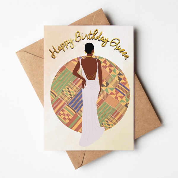 Krystal's Backless Dress - Black Queen Birthday Card