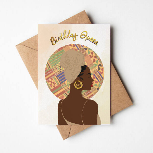 Navaeh's Headwrap - Black Birthday Queen Card