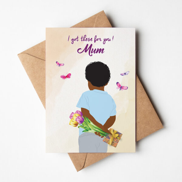 For You Mum - Boy - Black Mother's Day Card