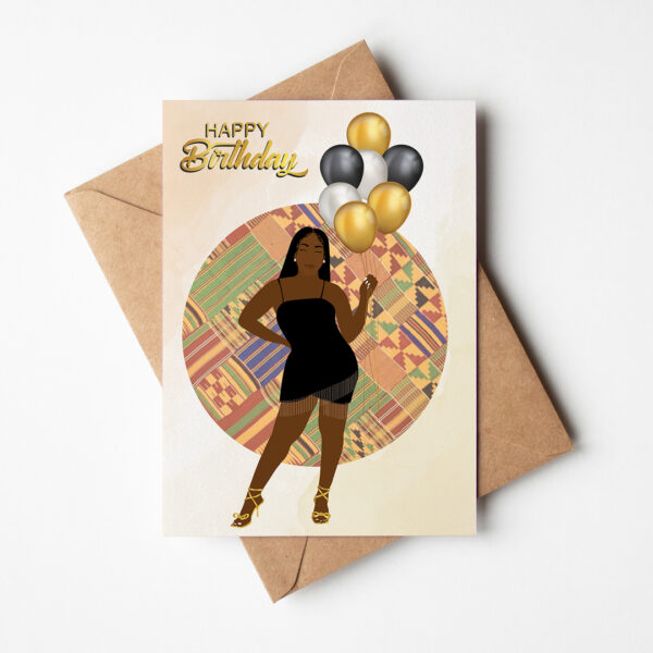 Simone's Black Dress - Black Queen Birthday Card