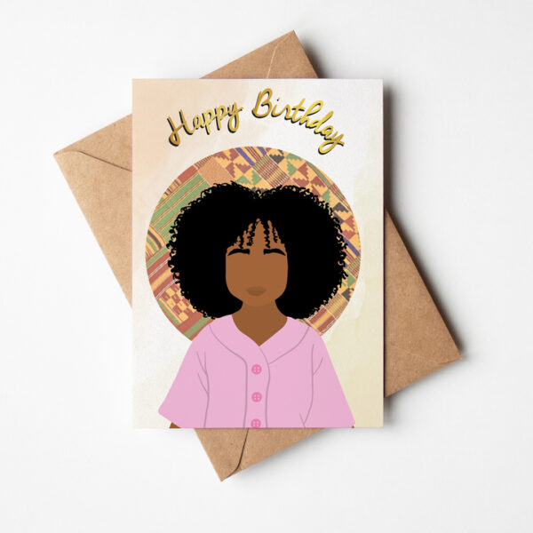 Black / Mixed Girl Afro - Birthday Card