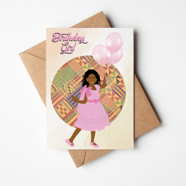 Black / Mixed Girl - Birthday Card