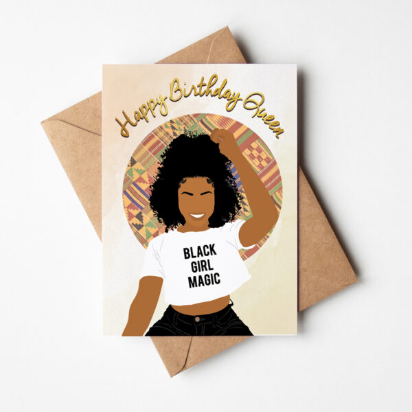 Black Mixed Girl Magic - Afro Birthday Card